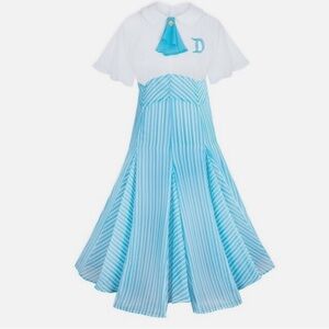 Disney Blue Main Street Blue and White Striped vintage style Dress